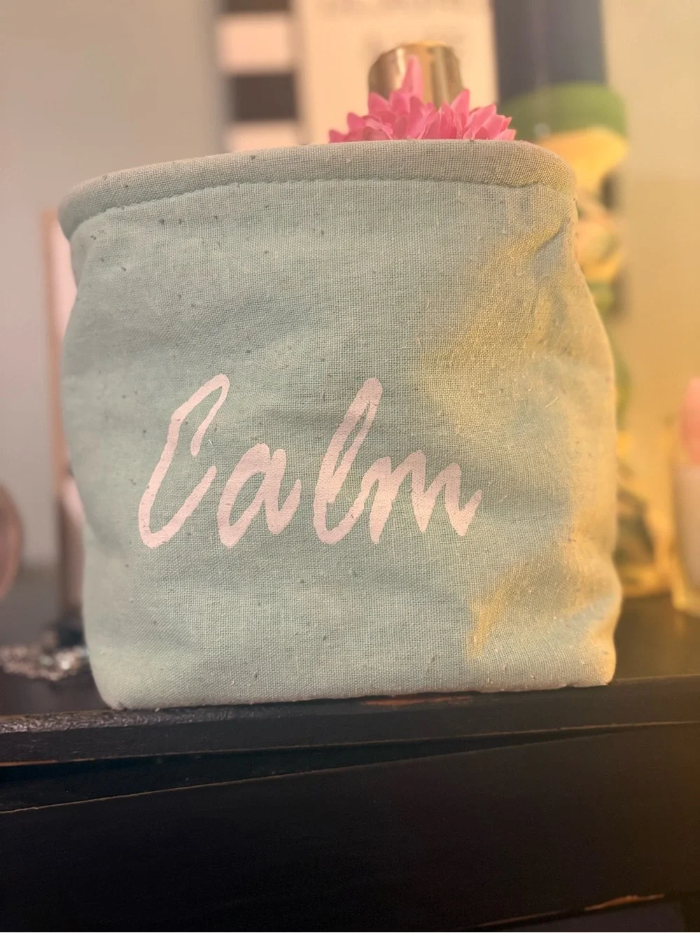 Calm Canvas Storage Bin in Light Mint